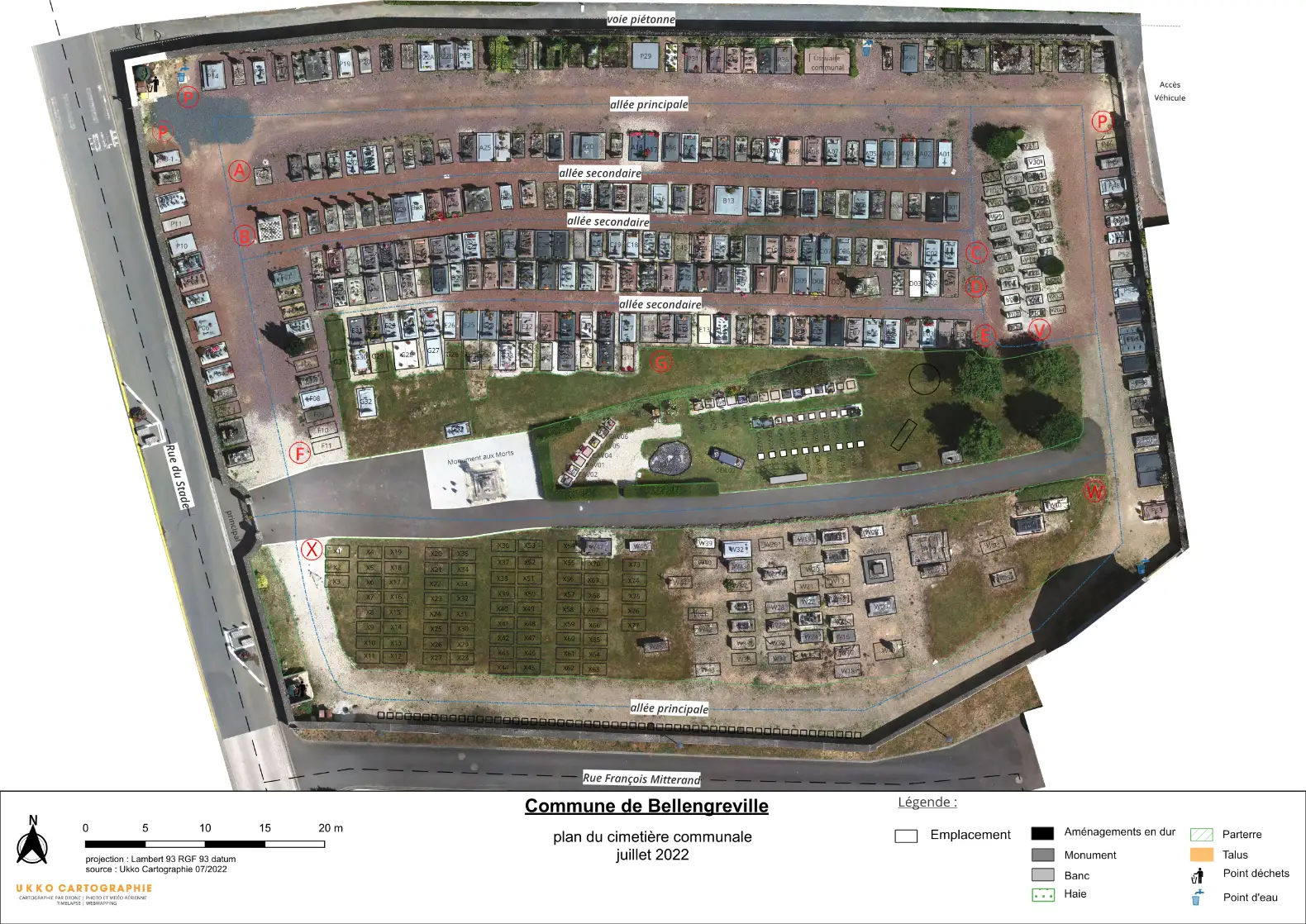 Plan de cimetière en Normandie
